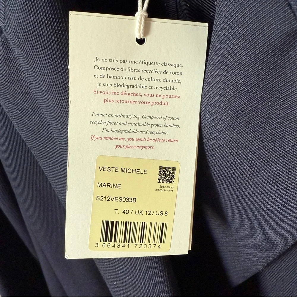 NWT Sézane Michele blazer in navy - size 40 / us 8 - Picture 9 of 15